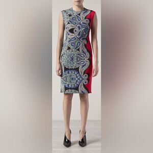 Lanvin Cap Sleeve Paisley Neoprene Sheath Dress. Size 36.